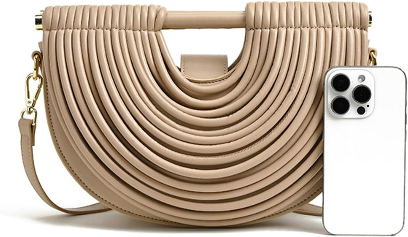 Slouchy PU Leather Cloud Semicircles Bags Women Woven Crossbody Purse Underarm Shoulder Hobo Bag Top Handle Tote Handbag 2025