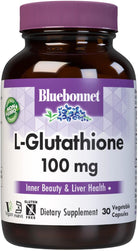 Bluebonnet Nutrition L-Glutathione 100Mg, Free-Form Amino Acid, for Free Radical Protection, Soy-Free, Gluten-Free, Non-Gmo, Kosher Certified, Vegan, 30 Vegetable Capsules, 30 Servings