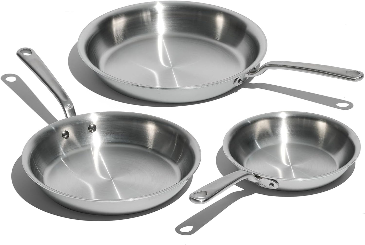 Made in Cookware - 3-Piece (Includes 8",10",12") Stainless Frying Pan Set - 5 Ply Stainless Clad - Professional Cookware - Crafted in Italy - Induction Compatible