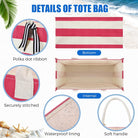 10 Pcs Canvas Tote Bags Bulk for Women Canvas 17 X 12 X 8 Inch Waterproof Stripe Sandproof Large Beach Tote Bags with Handle for Wedding Bridesmaid Birthday Summer