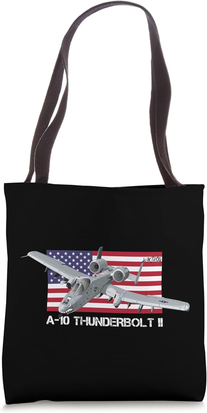 A-10 Thunderbolt II Warthog Plane American Flag Tote Bag