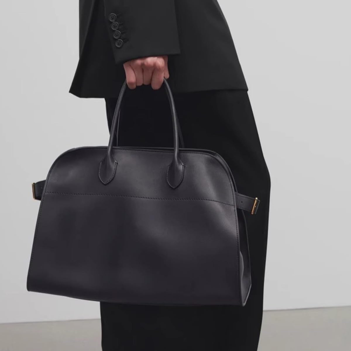 2025 Leather Tote Bag for Women Large Tote Bag Retro Top-Handle Work Bag Trendy PU Leather Shoulder Bag (Black Chamois)