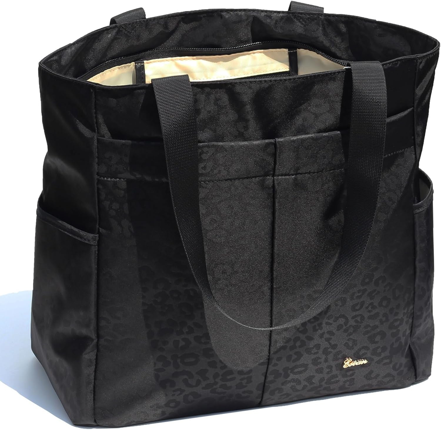 ESVAN Original Floral Tote Bag Large Shoulder Bag with Multi Pockets for Gym Travel Beach Daily Bags