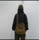 Unisex Retro Crossbody Bag Canvas Large Capacity Purse Vintage Fairy Grunge Hobo Tote Bag Multiple Pockets Handbag (Brown)