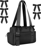 Black Bows Mini Gym Bag for Women Coquette Small Gym Tote Mini Duffle Bag with 5 Pcs Bows for Travel Weekender Yoga