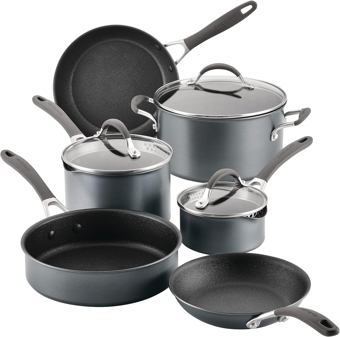 Circulon A1 Series with Scratchdefense Technology Nonstick Induction Cookware/Pots and Pans Set, 9 Piece, Graphite