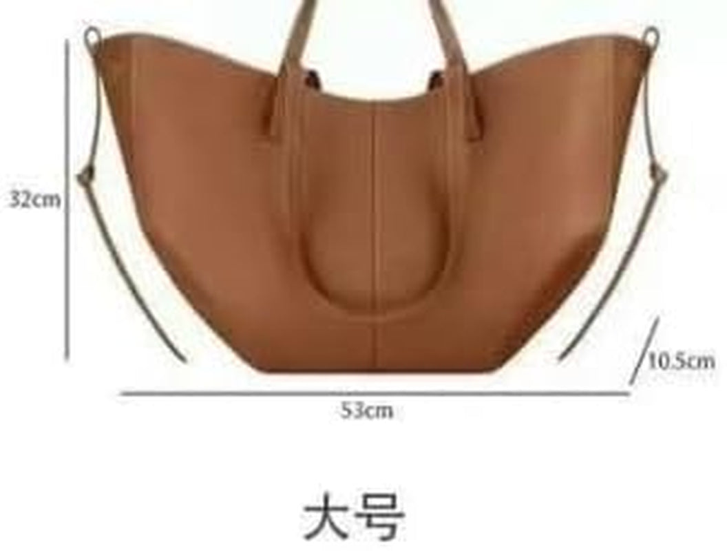 Wing Cyme Cowhide Bucket Tote Bag - Large Capacity Commuting
