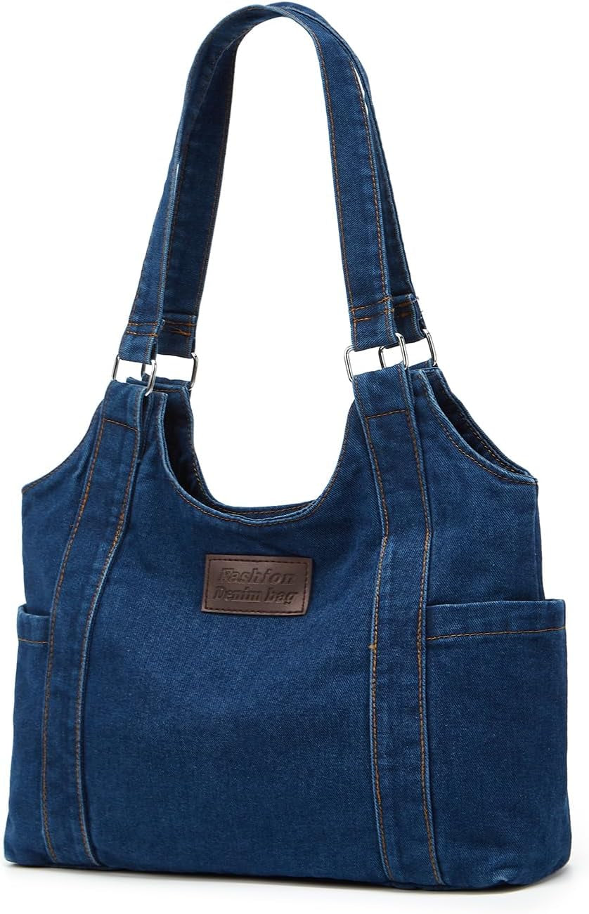 Denim Tote Bag Large Capacity Jean Purses for Women Handbags Soft Shoulder Ladies Purses 2025