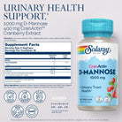 Solaray D-Mannose 1000Mg with Cranactin Cranberry Extract - D Mannose Cranberry Supplement with Vitamin C - Supports Urinary Tract and Bladder Health - Vegan, 60 Day Guarantee, 30 Servings, 60 Vegcaps