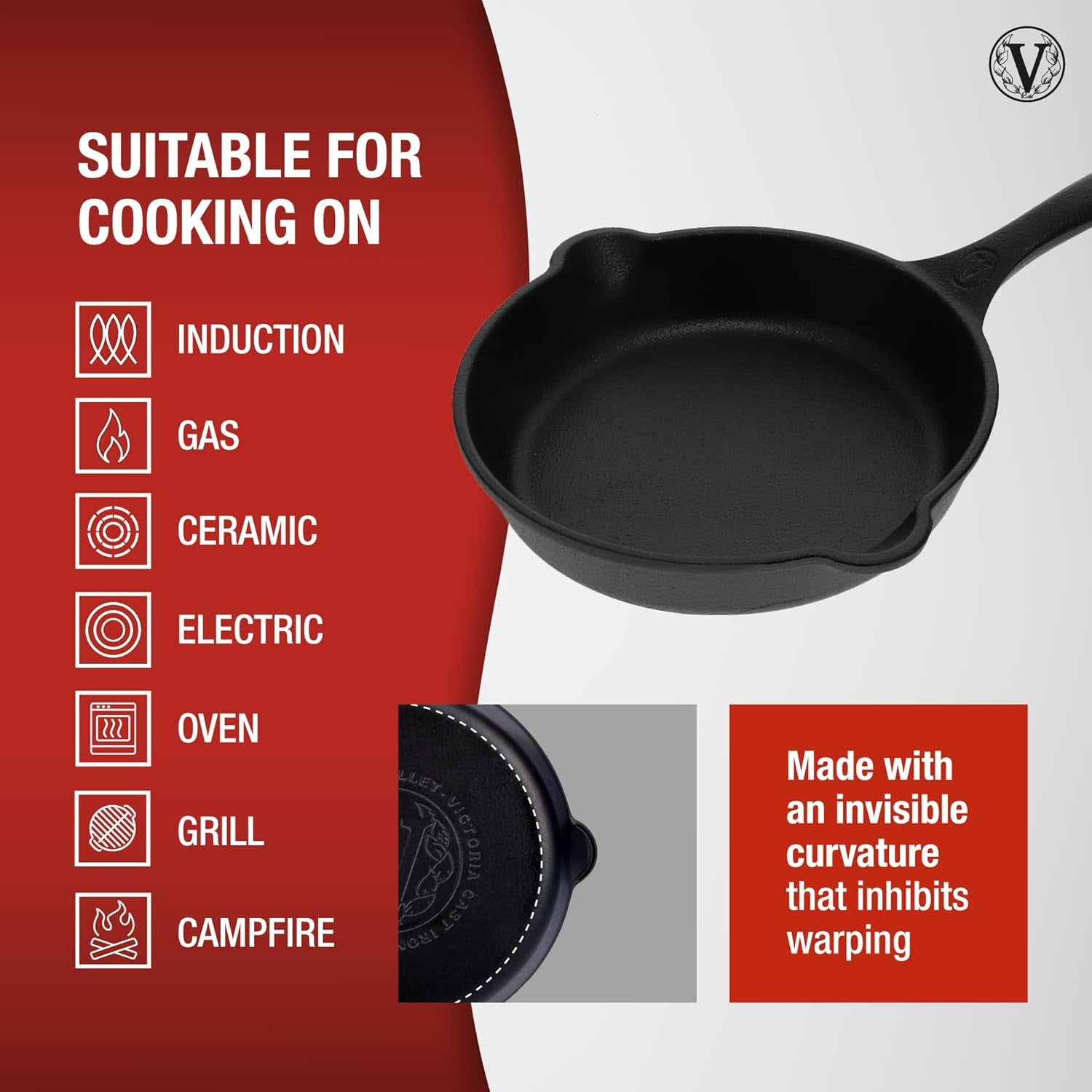 Victoria 6.5 Inch Mini Cast Iron Skillet. Small Frying Pan,Seasoned with 100% Kosher Certified Non-Gmo Flaxseed Oil (SKL-206)