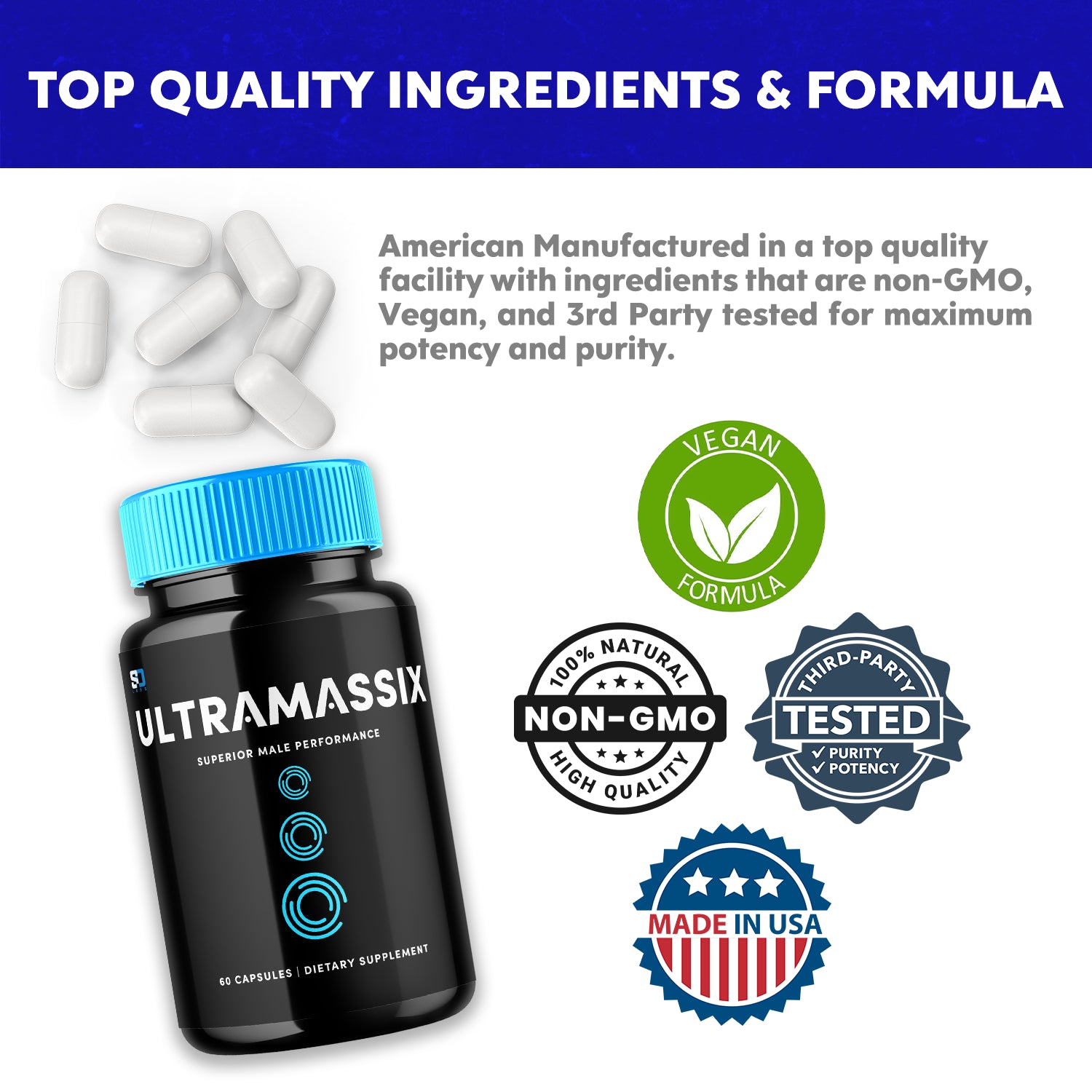 Ultramassix Male Pills Supports Energy, Performance and Vitality (5 Pack)