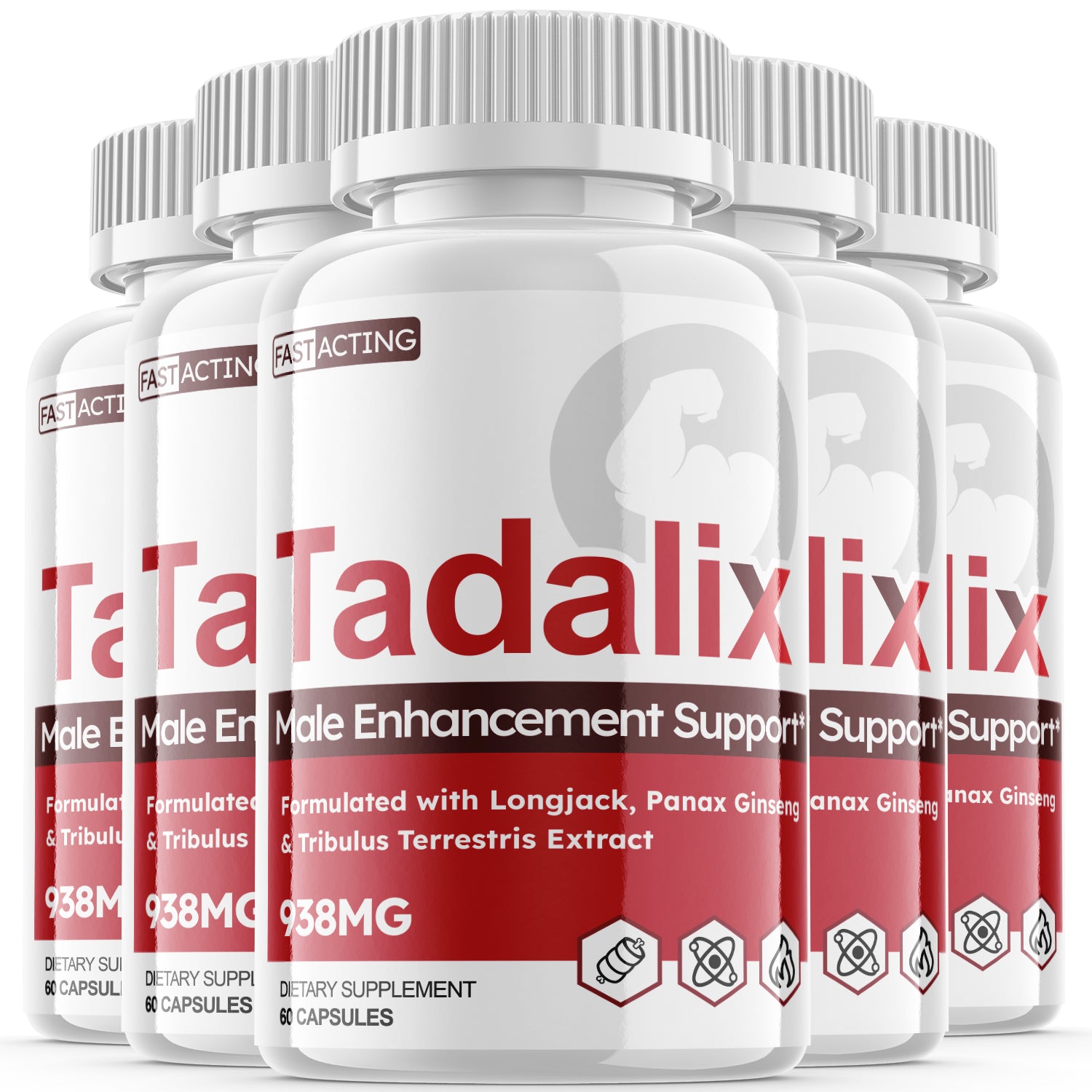 Tadalix-Red - Male Virility - 5 Bottles - 300 Capsules