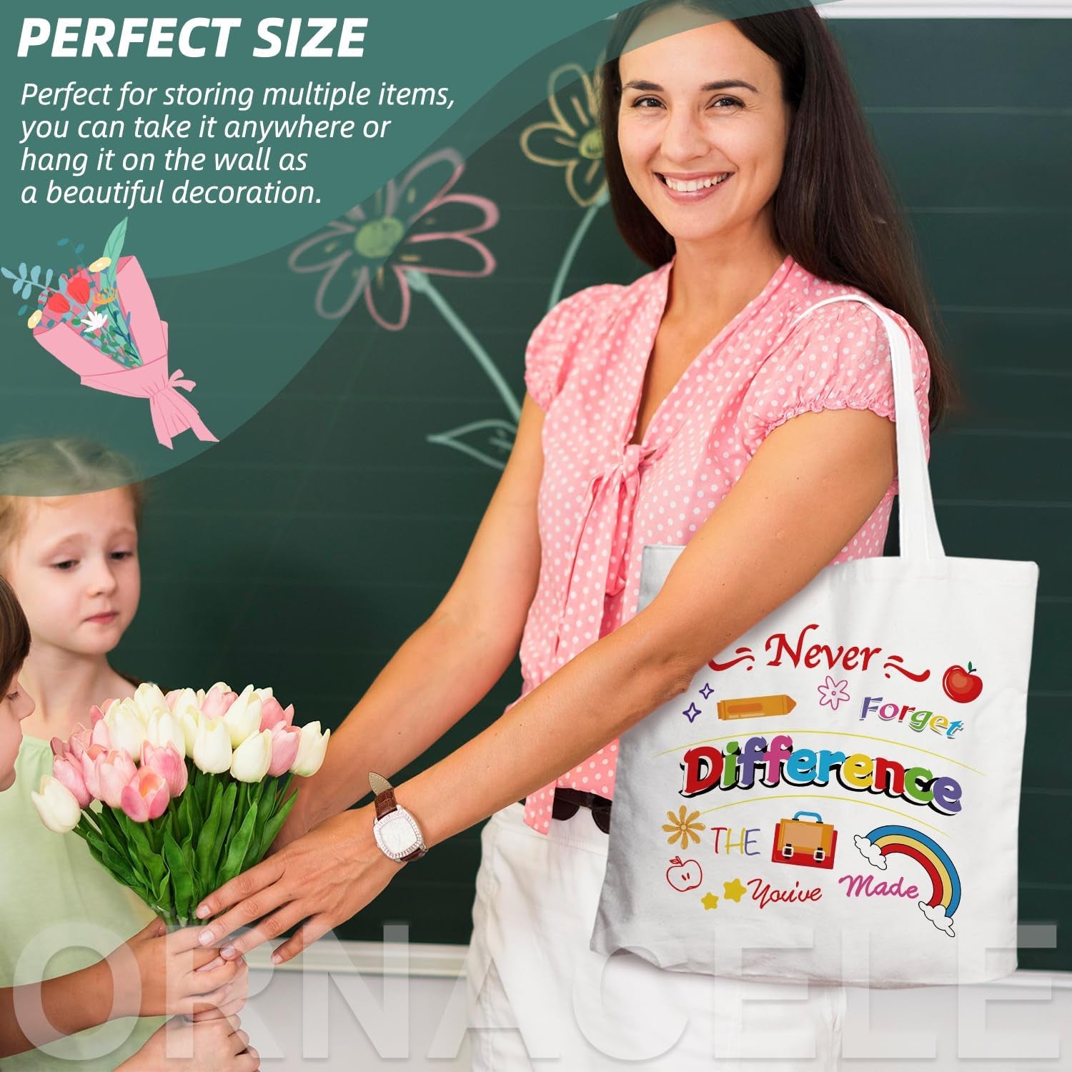 10PCS Teacher Appreciation Basket Bags, Canvas Tote Bags for Students Carrying Thank You Teacher Gift Container with Handle