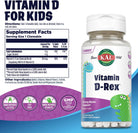 KAL Vitamin D-Rex Chewable, Childrens Vitamins 400 IU D-3, Bubble Gum Flavor, Strong Bone & Immune Support, Lactose/Peanut/Soy Free, 60-Day Guarantee, 90 Servings, 90 Dinosaur Shape Chewables