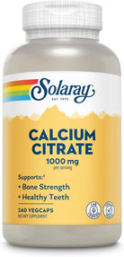 Solaray Calcium Citrate 1000Mg - Chelated Calcium Supplement - Supports Bone Strength and Healthy Teeth - Easy to Digest - 60-Day Guarantee, Vegan - 60 Servings, 240 Vegcaps