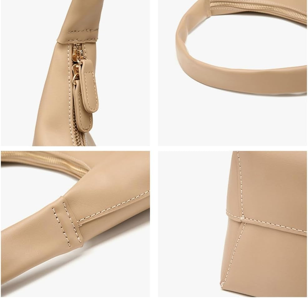 Slouchy PU Leather Hobo Bags Women Trendy Underarm Shoulder Bag Crescent Crossbody Purses College Travel Tote Handbag 2025