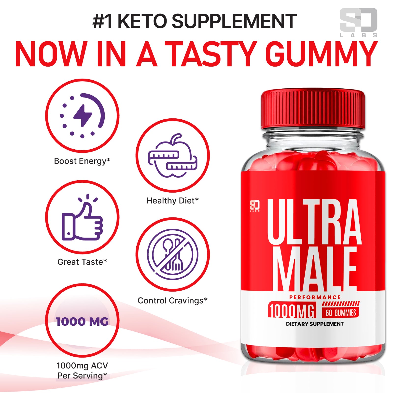 Ultra Male Advanced Gummies - Enhance Vitality and Performance (2 Pack)