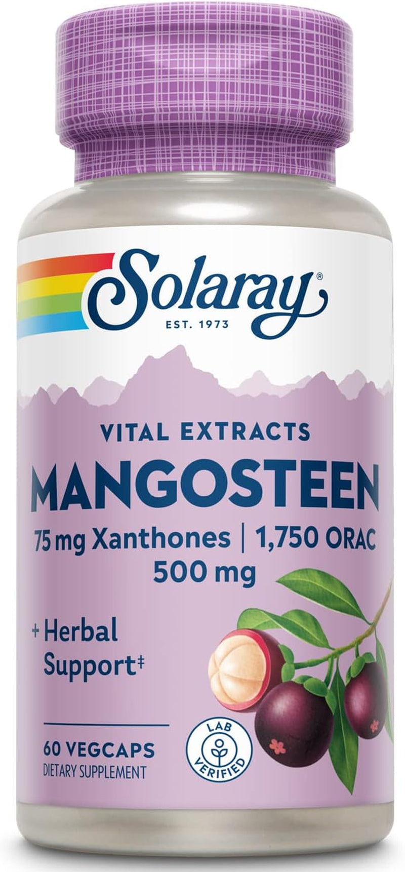 SOLARAY Guaranteed Potency Mangosteen Peel Extract 500Mg | 60 Veg Caps