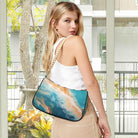 Shoulder Bags for Women Teal Green Turquoise Orange Marble Hobo Tote Handbag Small Clutch Purse with Zipper Closure