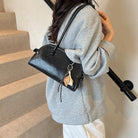 Bowling Bag Purse Retro PU Leather Bowler Bags with Charm Shoulder Handbag Vintage Elegant Purses for Women Girls