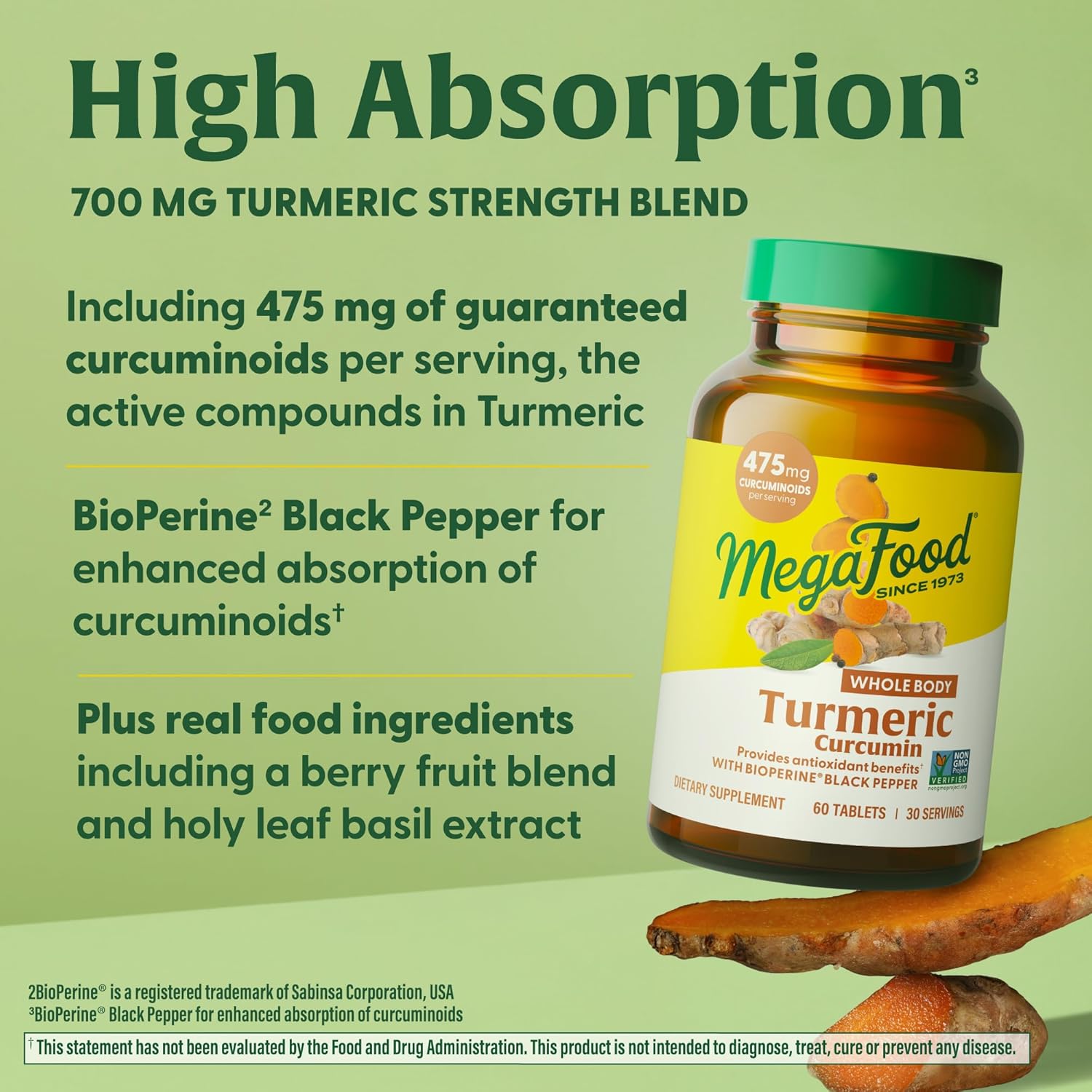 Megafood Whole Body Turmeric Curcumin Supplement - Turmeric Supplement with Black Pepper & Vitamin C - 475 Mg Curcuminoids per Serving - Antioxidant & Immune Support - Vegan - 120 Tablets, 60 Servings