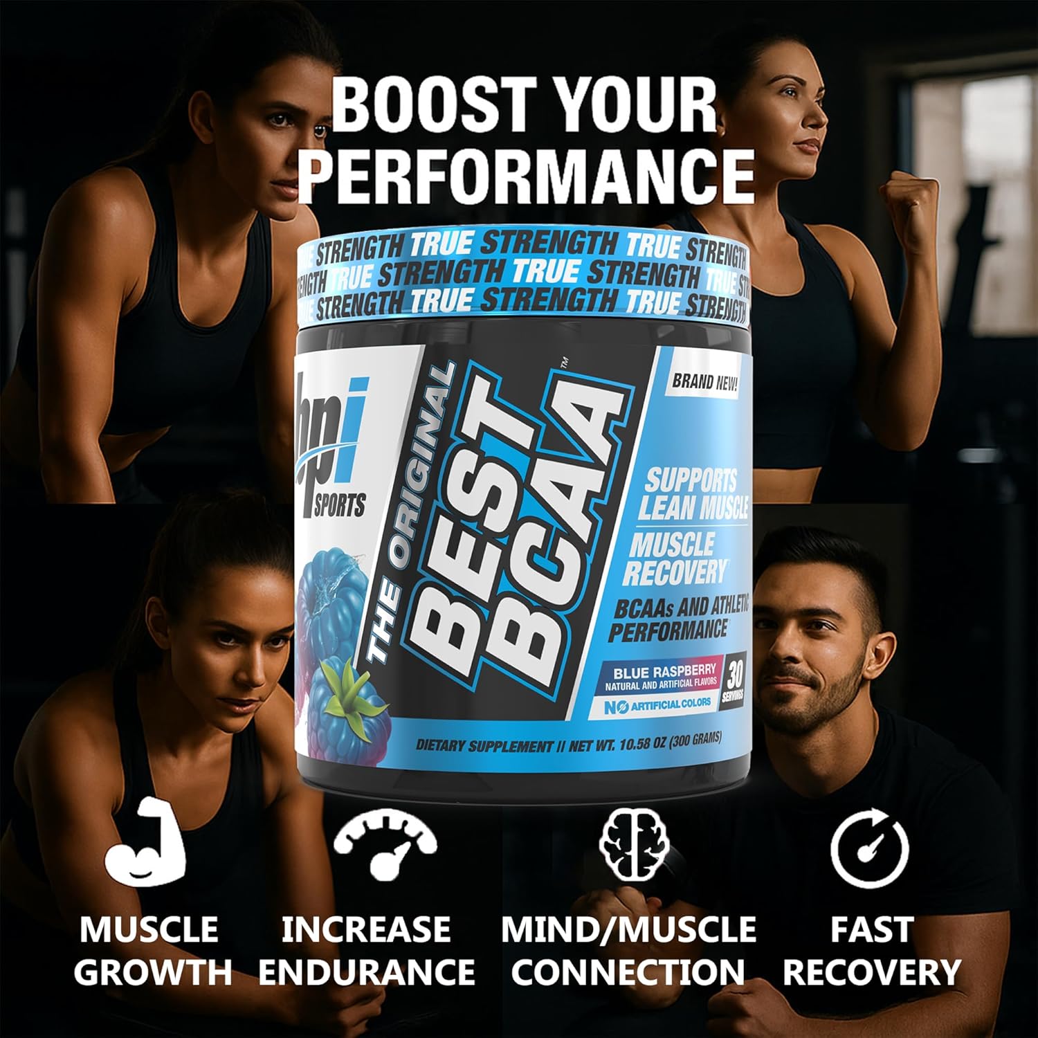 BPI Sports Best BCAA Powder - Muscle Recovery Support - Branched Chain Amino Acids | Building Blocks of Protein and Muscle - Post Workout Recovery – Hydration - Blue Raspberry, 30 Servings