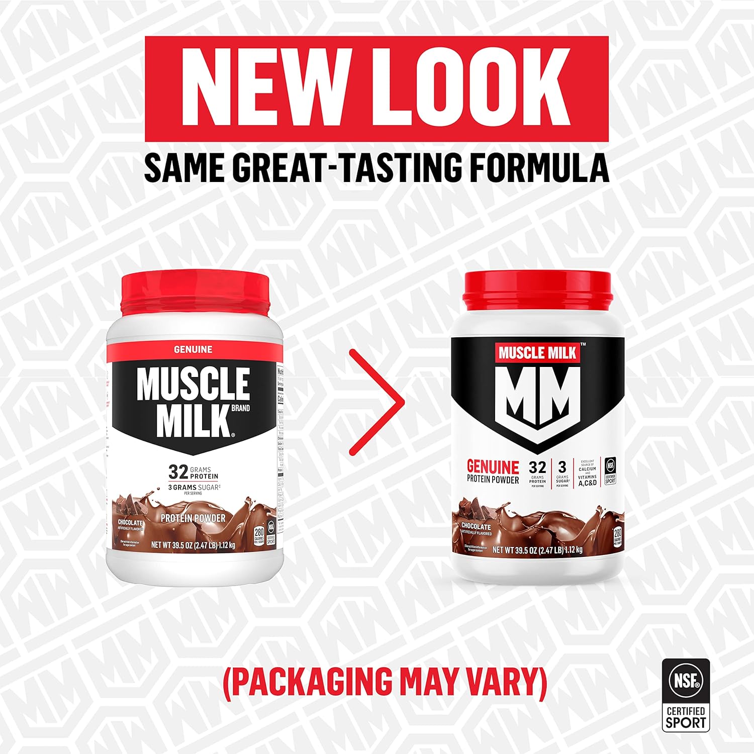 Muscle Milk Genuine Protein Powder, Cookies 'N Crème, 2.47 Pound, 16 Servings, 32G Protein, 2G Sugar, Calcium, Vitamins A, C & D, NSF Certified for Sport, Energizing Snack, Packaging May Vary