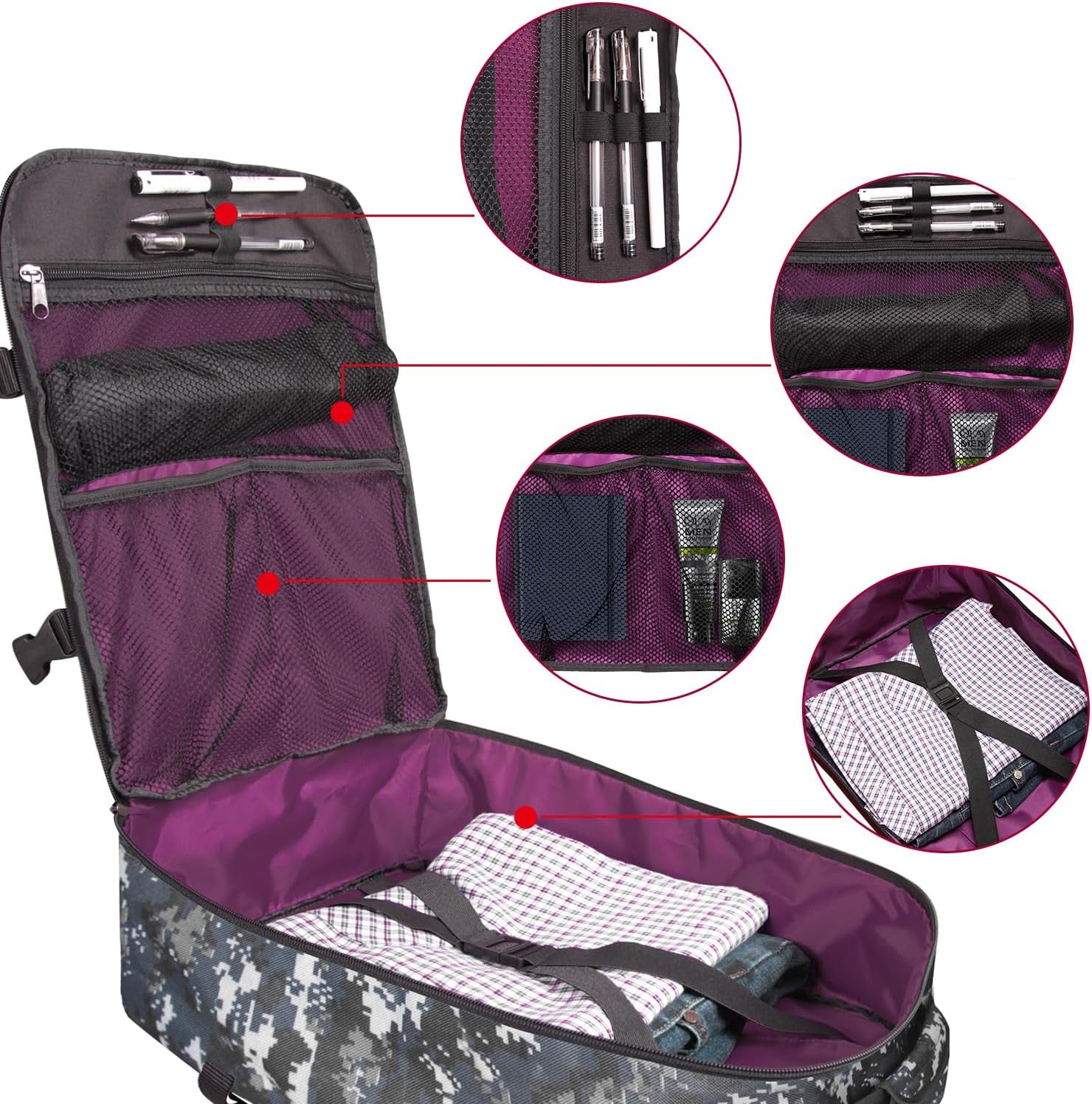 Underseat Carry-On Backpack Luggage Lightweight Casual Laptop Backpack 15.6-Inch Travel Commute Gym Sport Daypack 21L, Digi Camo