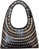Y2K Crescent Hobo Bags Women 90S Trendy Studded Shoulder Satchels Crossbody Purse PU Leather Punk Underarm Tote Handbag