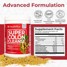 Health plus Super Colon Cleanse, 12 Oz Powder, 68 Servings - Natural Detox, Digestive Constipation Relief, Gentle Gut Cleanse with Psyllium Husk & Senna Leaf