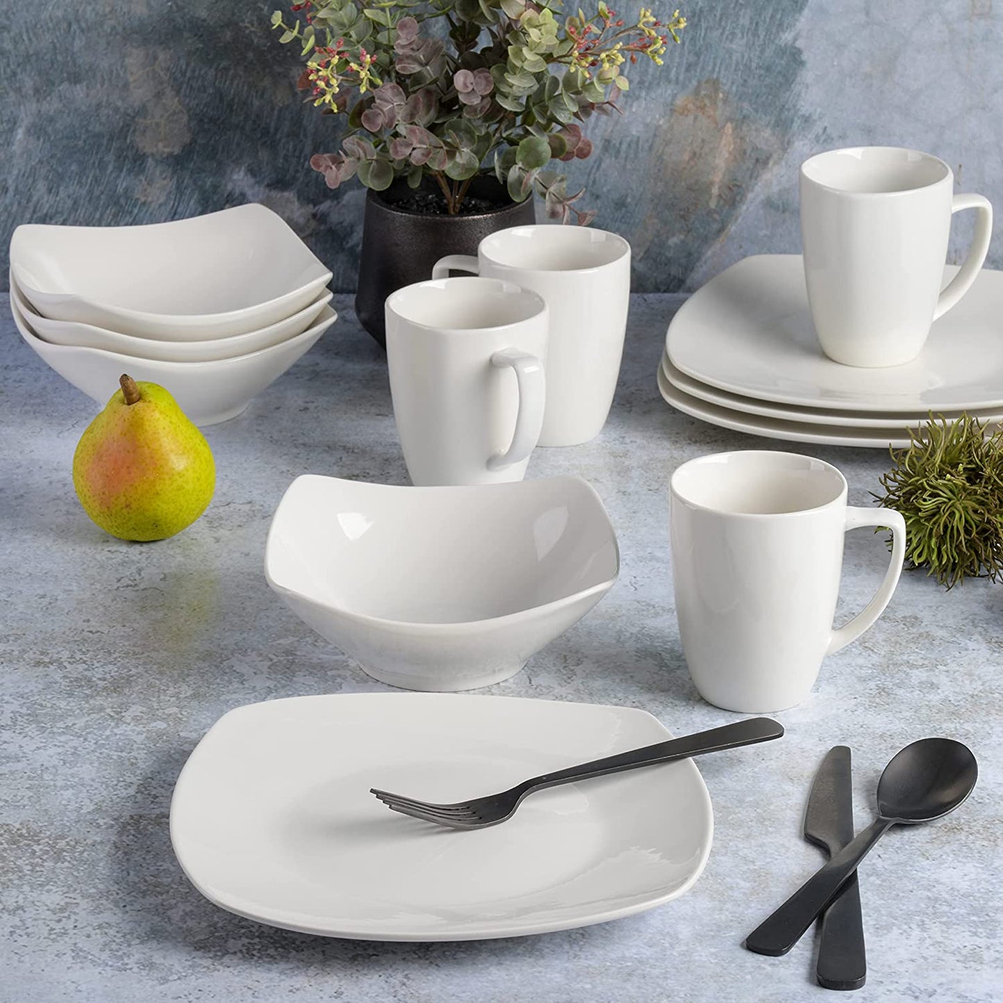 (12Pcs) Gibson Home Amelia Court Porcelain Chip and Scratch Resistant Dinnerware