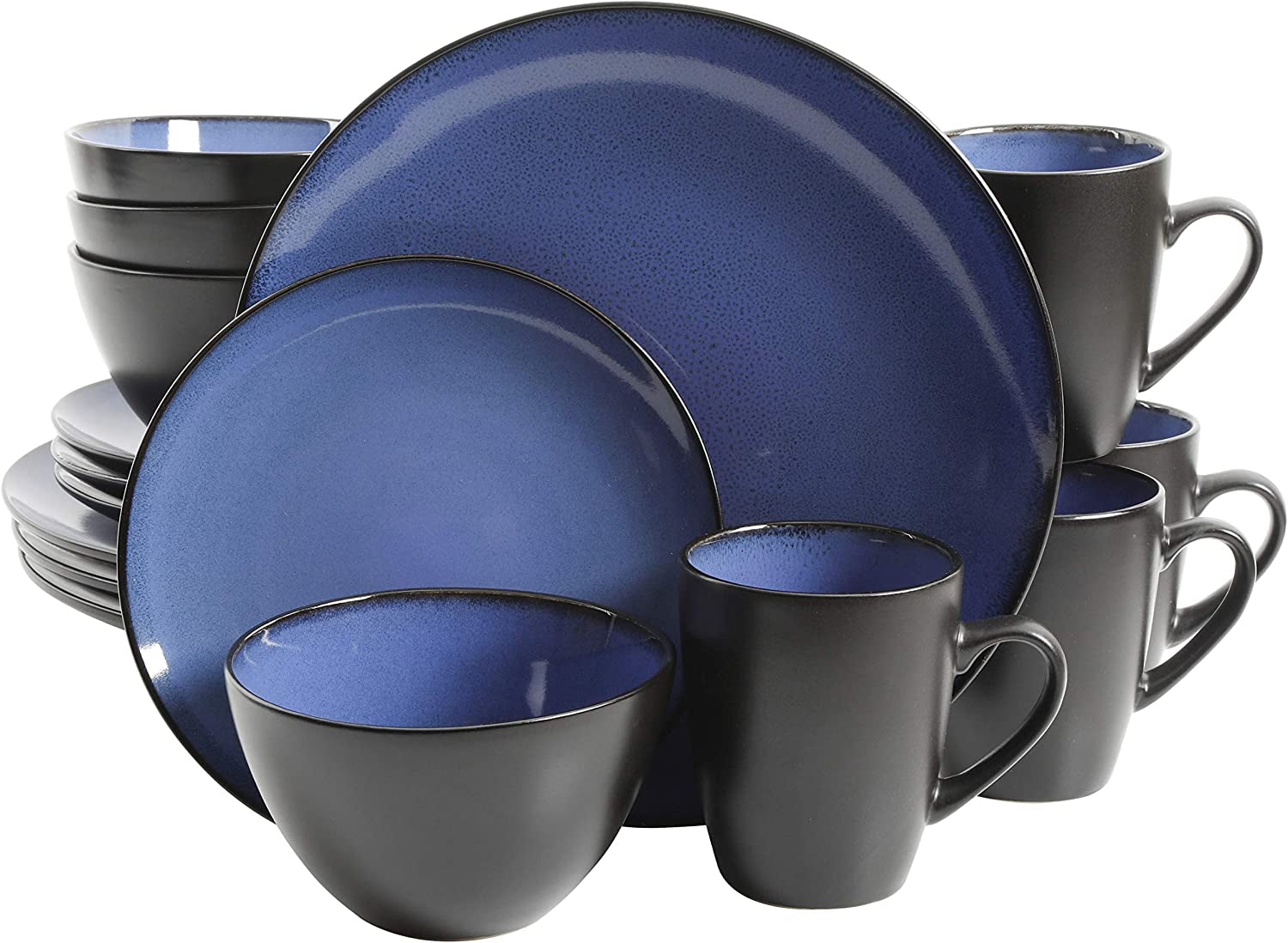 (16Pc) Gibson Soho Lounge round Reactive Glaze Stoneware Dinnerware Set, Service