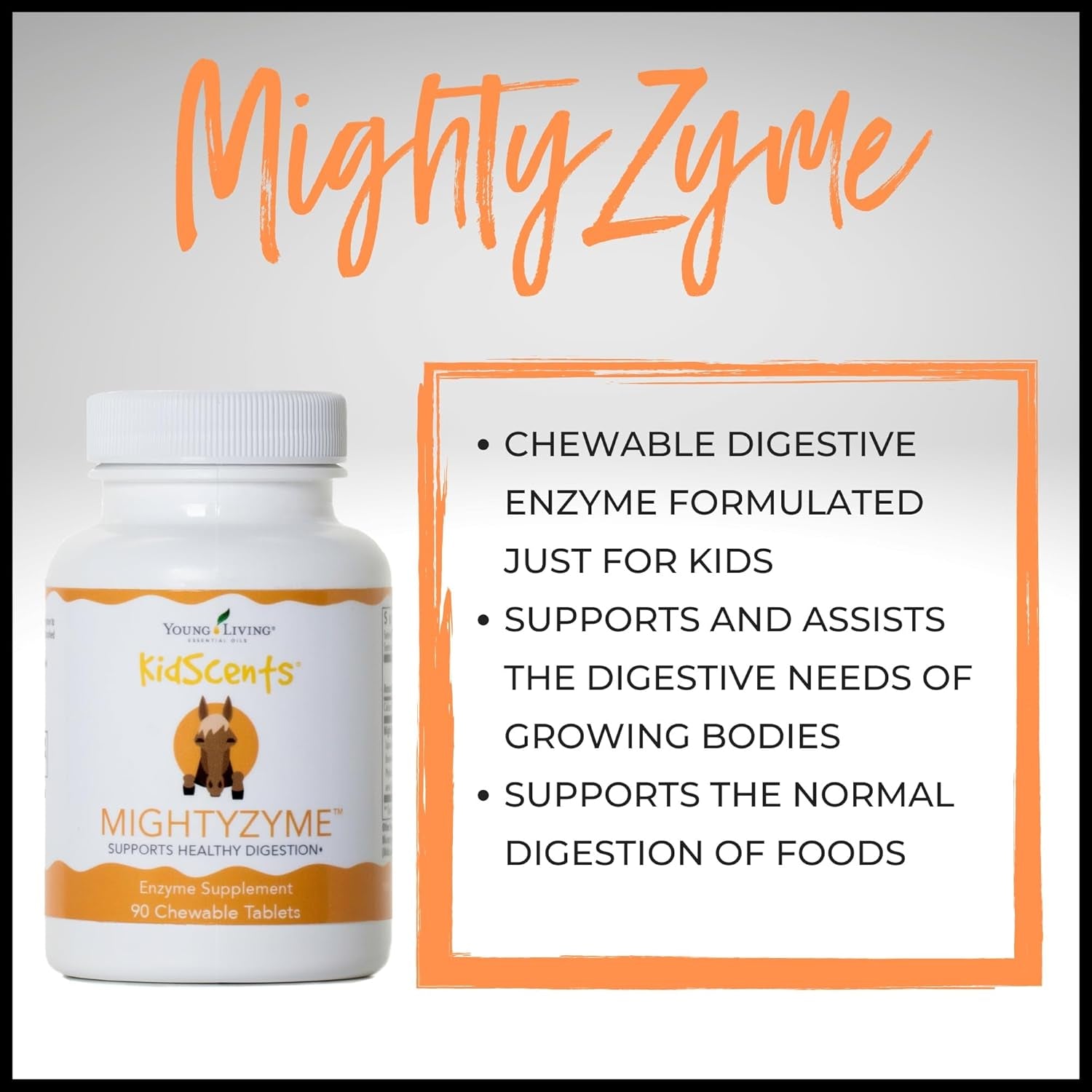 Young Living Kidscents Mightyzyme Chewable Tablets - 90 Ct - Children'S Digestive Enzyme Supplement - Natural Digestion Support for Kids - Kid-Friendly Products