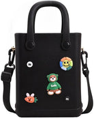 Waterproof Silicone Mini Beach Tote Bag with Charms Small Washable EVA Crossbody Purse for Girls & Women Adjustable Strap