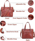 17-Inch Large Leather Tote Bag for Women Genuine Brown Leather Laptop Bag with Zipper Professional Briefcase, Computer Tote for Work, Business, Travel, & Daily Use