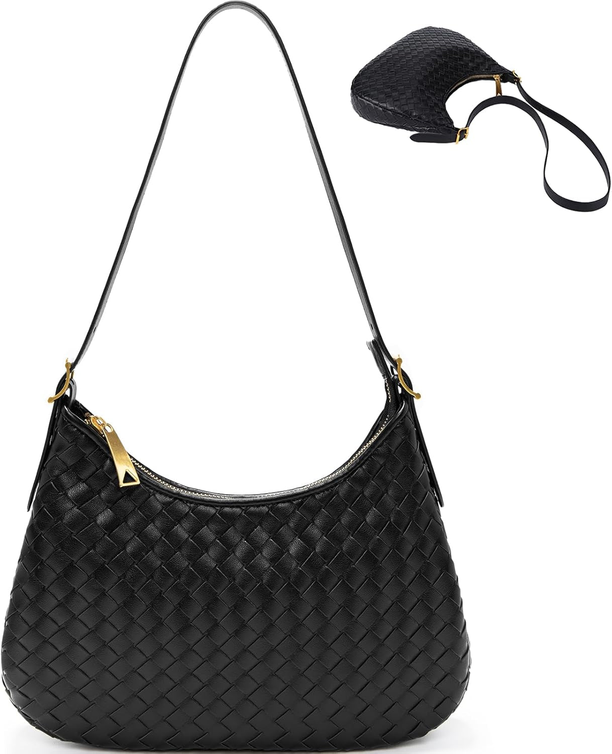 Shoulder Handbags for Women Crossbody Woven Leather Tote Shoulder Bag Purse Hobo Lightweight with Zipper Adjustable Strap