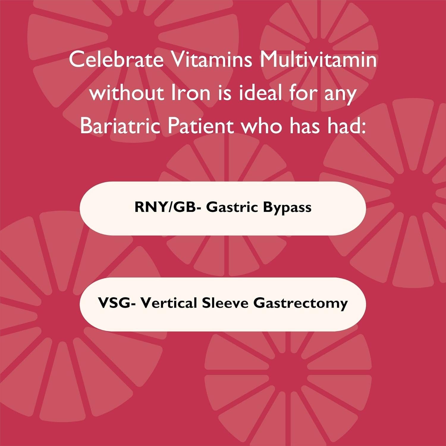 Celebrate Vitamins Bariatric Multivitamin Chewable, Iron Free - Post Gastric Bypass & Sleeve Gastrectomy Supplement for Men & Women - Essential Minerals & Vitamin A, B, D & E - Orange (60 Tablets)