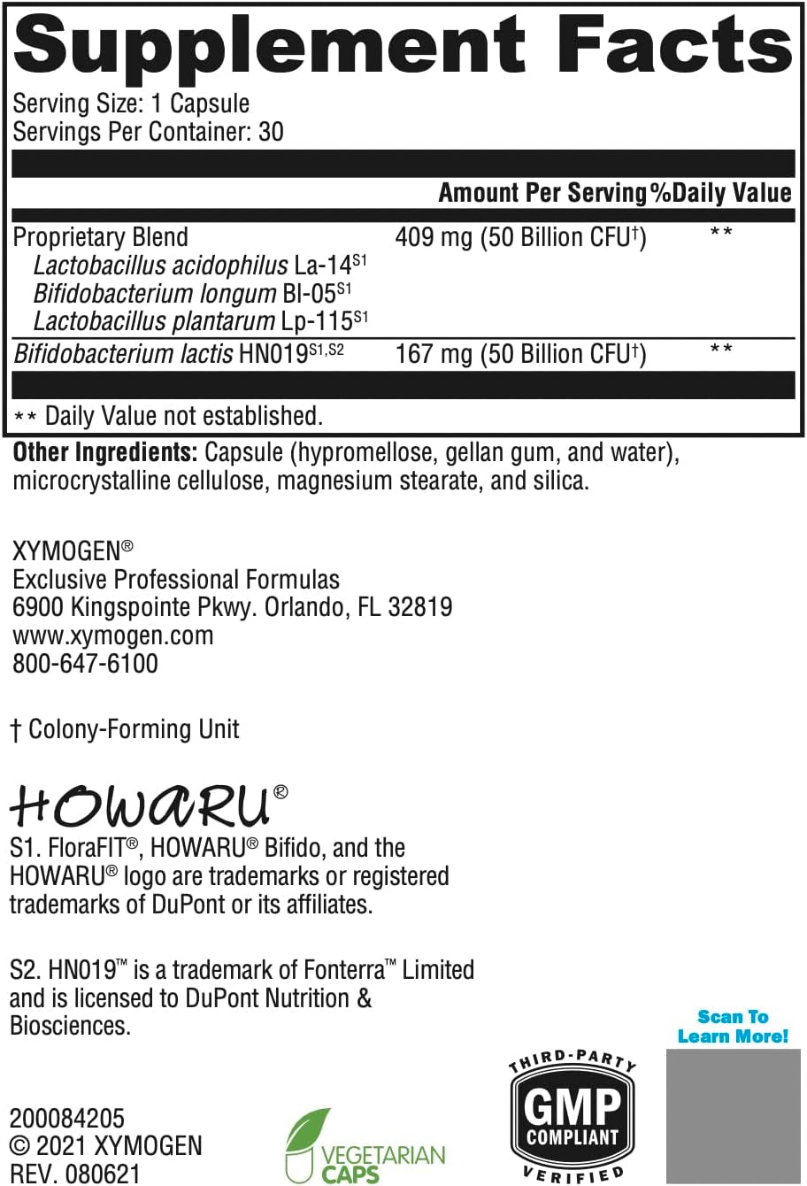 XYMOGEN Probiomax Daily 100B - 100 Billion CFU Probiotic Supplement - Dairy Free Probiotics with Lactobacillus Acidophilus + Bifidobacterium Lactis - Formerly Probiomax DF (30 Acid Resistant Capsules)