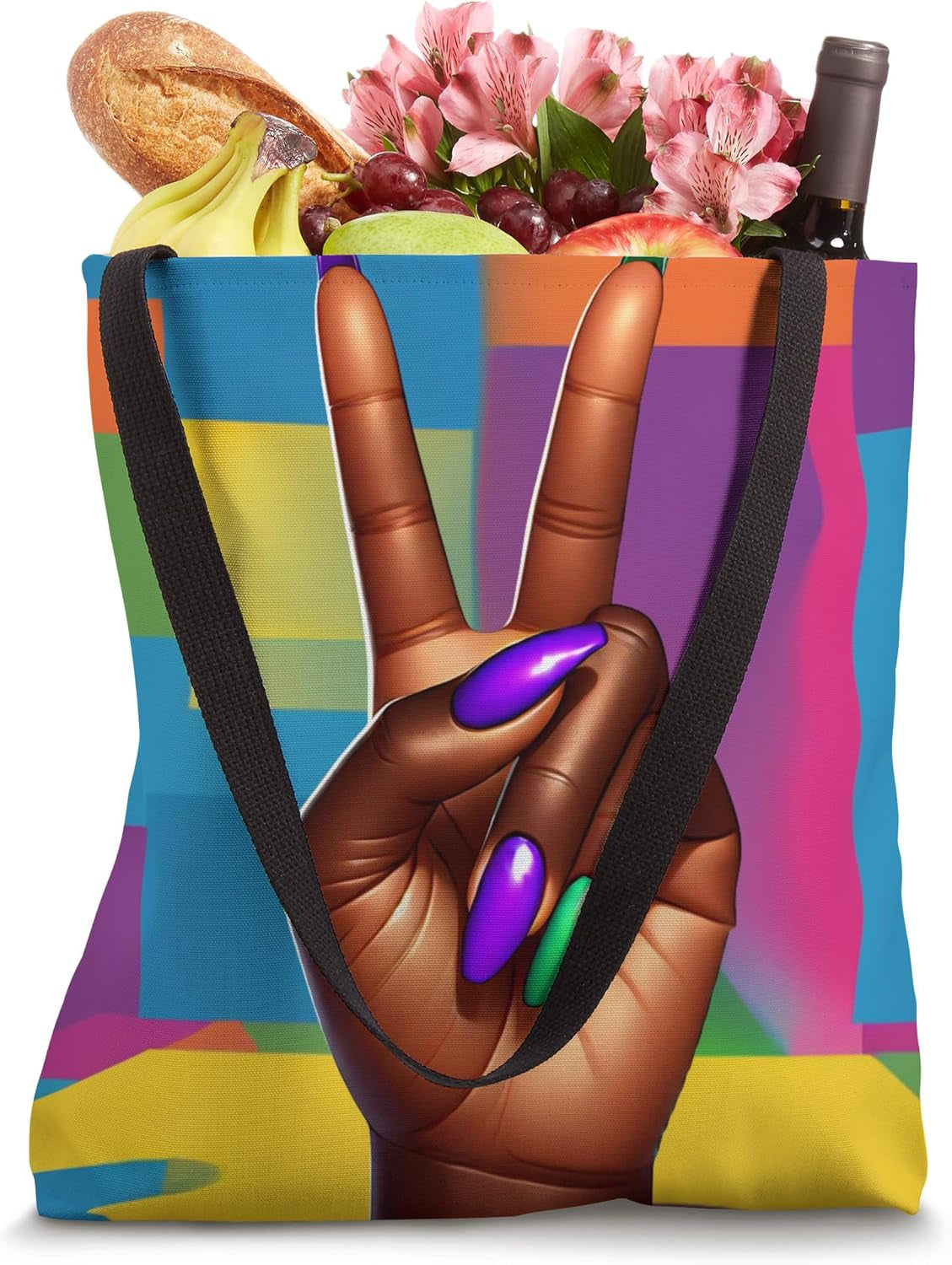 Vibrant Peace Sign Tote Bag