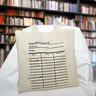Universal Zone Library Card Tote Bag with Vintage Due Date Stamps, Book Lover Canvas Bag, Literary Handbag, Reusable Book Tote
