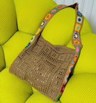 Women'S Boho Embroidery Crossbody Bag Hollow Out Crochet Knit Shoulder Bag Knited Bag Handbag Summer Beach Tote