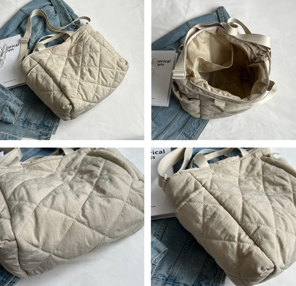 Women Quilted Tote Bag Puffer Hobo Handbag Lightweight Padding Shoulder Bag Nylon Padded Crossbody Purse