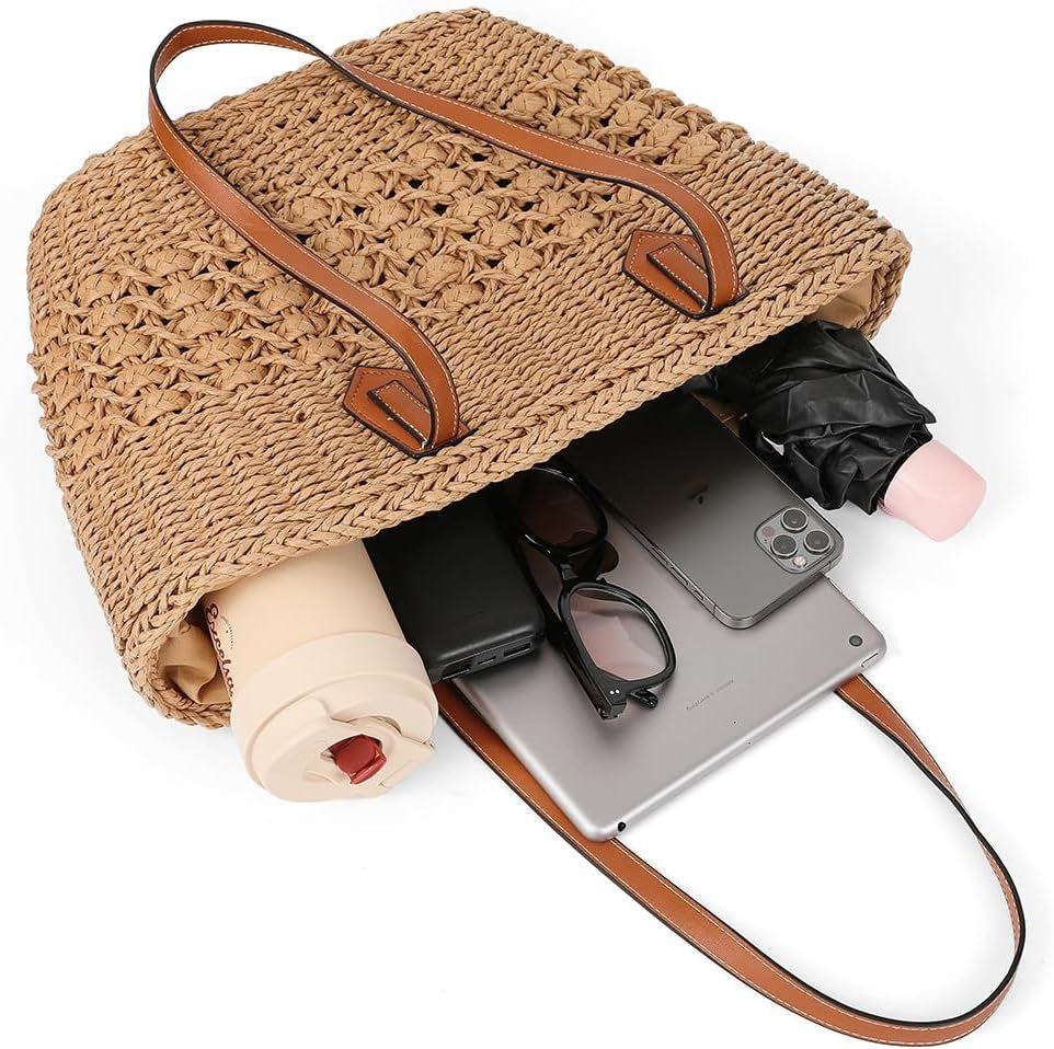 Women'S Straw Hobo Bag Woven Shoulder Bag Large Tote Purse Summer Beach Handbag Handmade Top Handle Satchel Travel