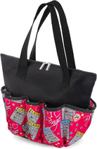I Love Bingo Pink Tote Bag with 10 Pockets for Daubers, Markers & Accessories – Durable Bingo Bag with Zipper, Portable Bingo Gift for Women, Seniors & Players