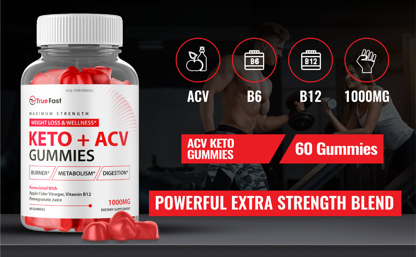 True Fast Keto ACV Gummies (180 Gummies)