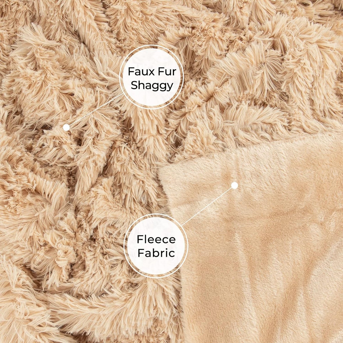 Tuddrom Decorative Extra Soft Faux Fur Throw Blanket 50" X 60",Solid Reversible Fuzzy Long Hair Shaggy Blanket,Fluffy Cozy Plush Fleece Comfy Microfiber Fur Blanket for Couch Sofa Bed,Camel