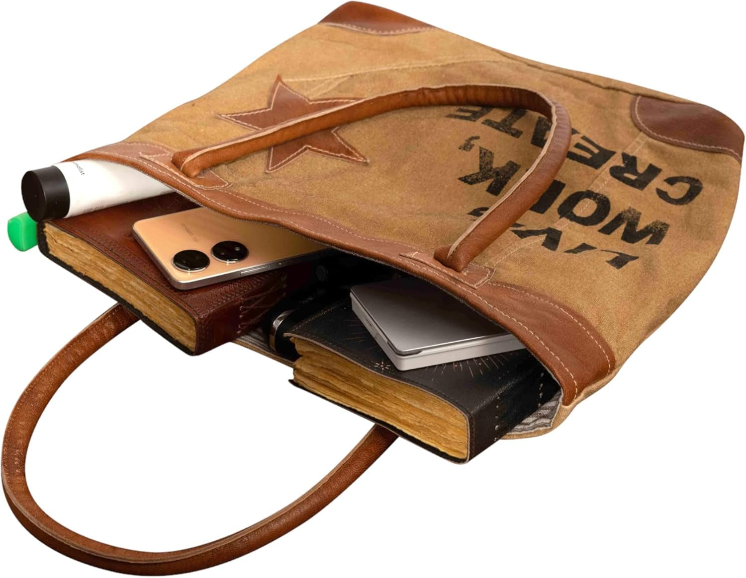 Upcycled Large Canvas Shoulder Bag or Canvas Tote Boho Handbag for Women