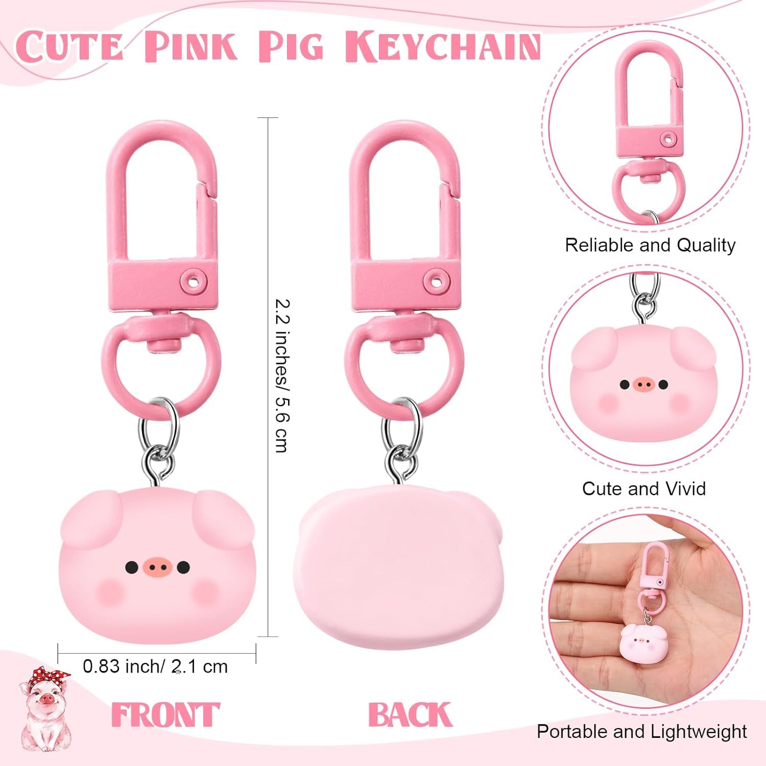3 Pcs Pigs Lover Gift for Women Pink Pig Canvas Tote Bag Travel Cosmetic Bags Keychain Portable Makeup Zipper Pouch with Handle Funny Piggy Shopping Birthday Vbs Housekeepers Week Gift
