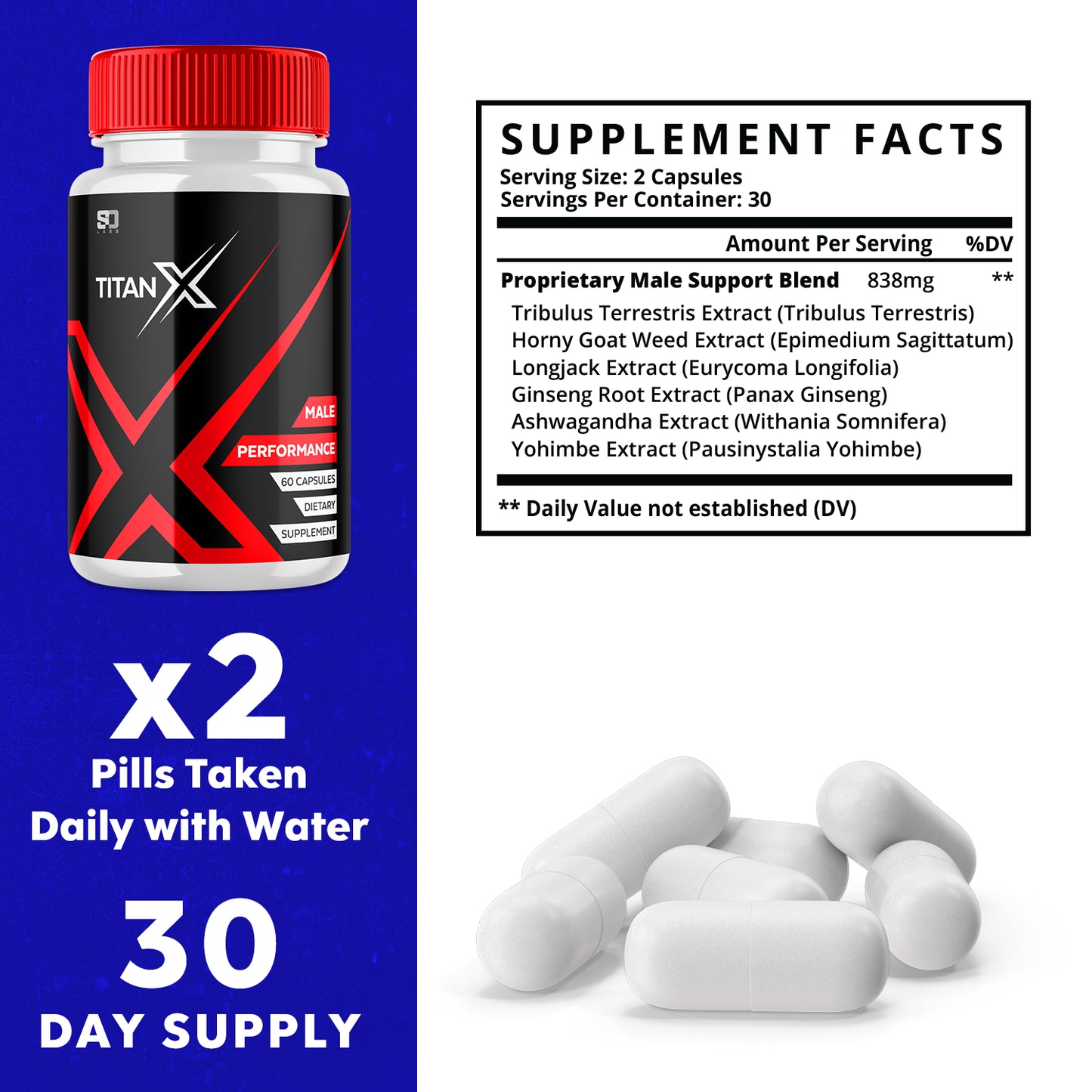 Titan X - Male Pills to Boost Performance and Endurance (5 Pack)