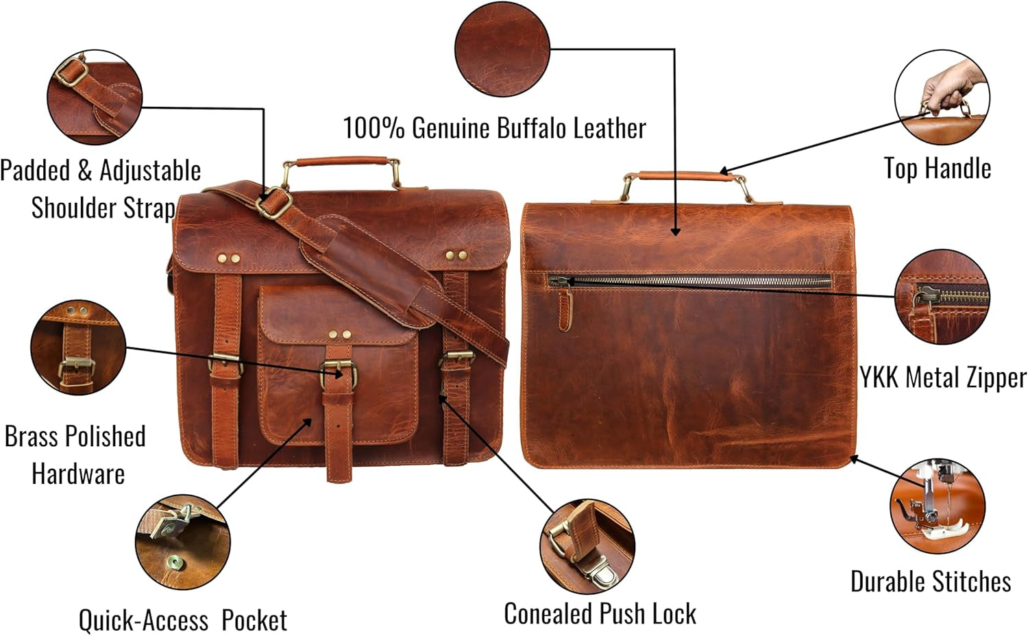 Leather Messenger Bag Shoulder Bag Cross Body Vintage Messenger Bag Satchel Man Purse Competible with Ipad and Tablet